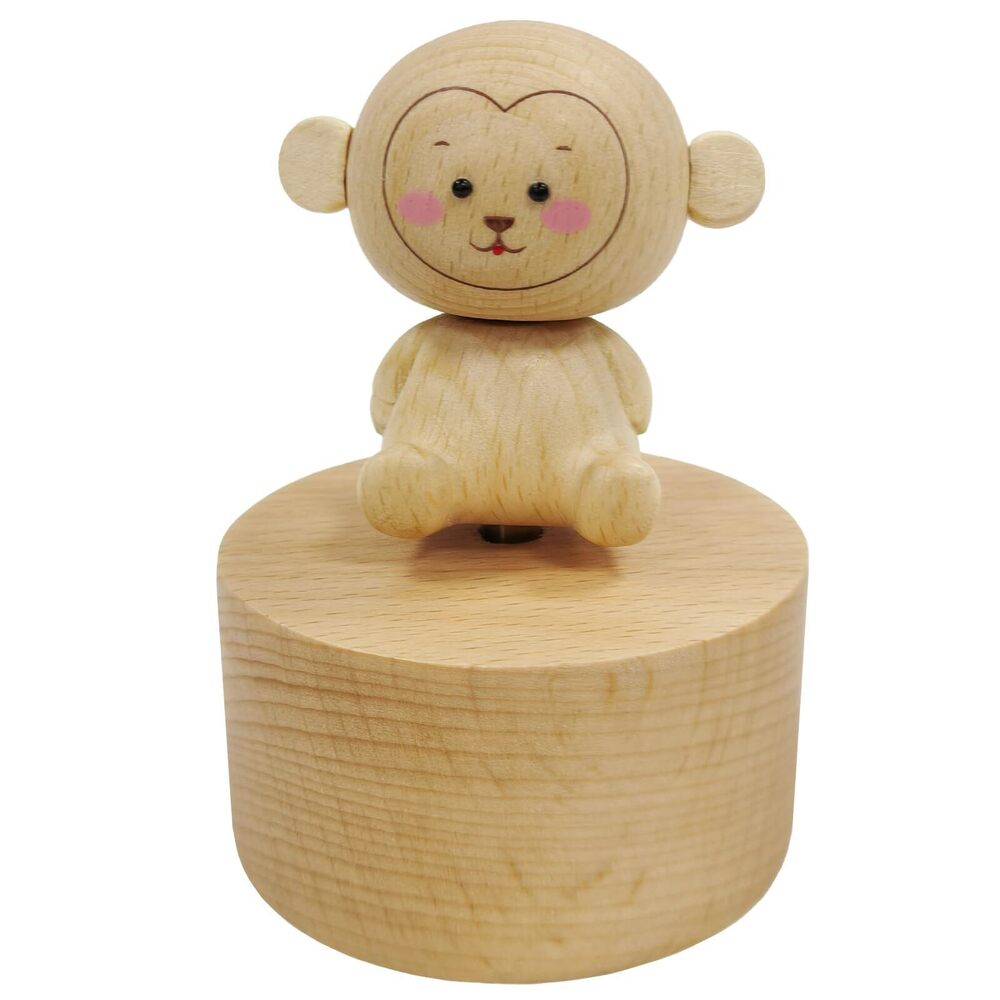 2091 Charming Wooden Music Box Adorable Animal Designs Rotating Musical